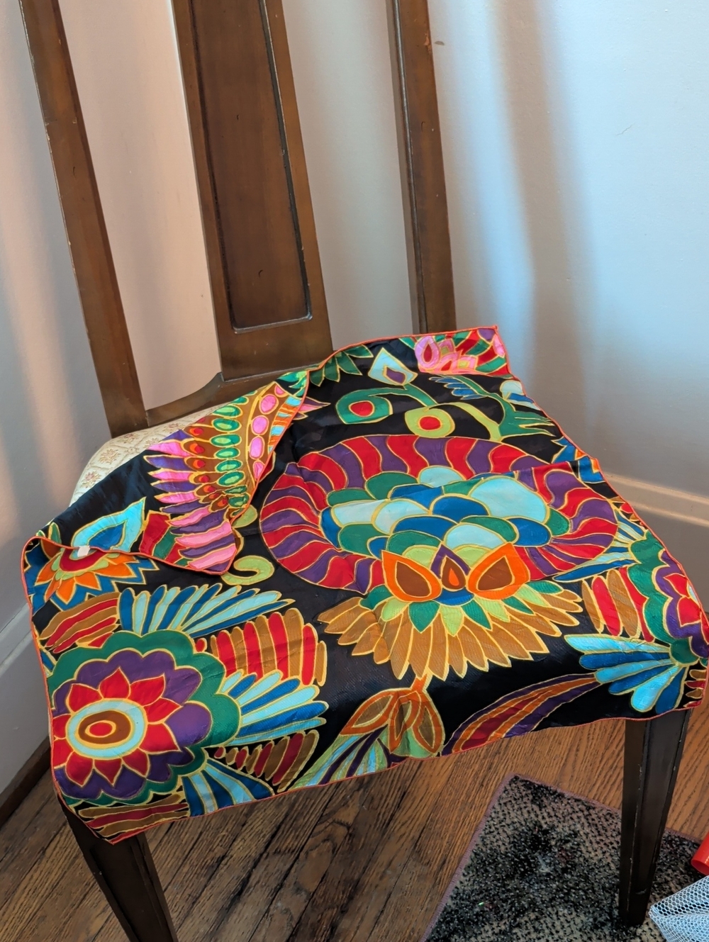60s Baar & Beards Retro Black Multi Floral All Acetate Scarf